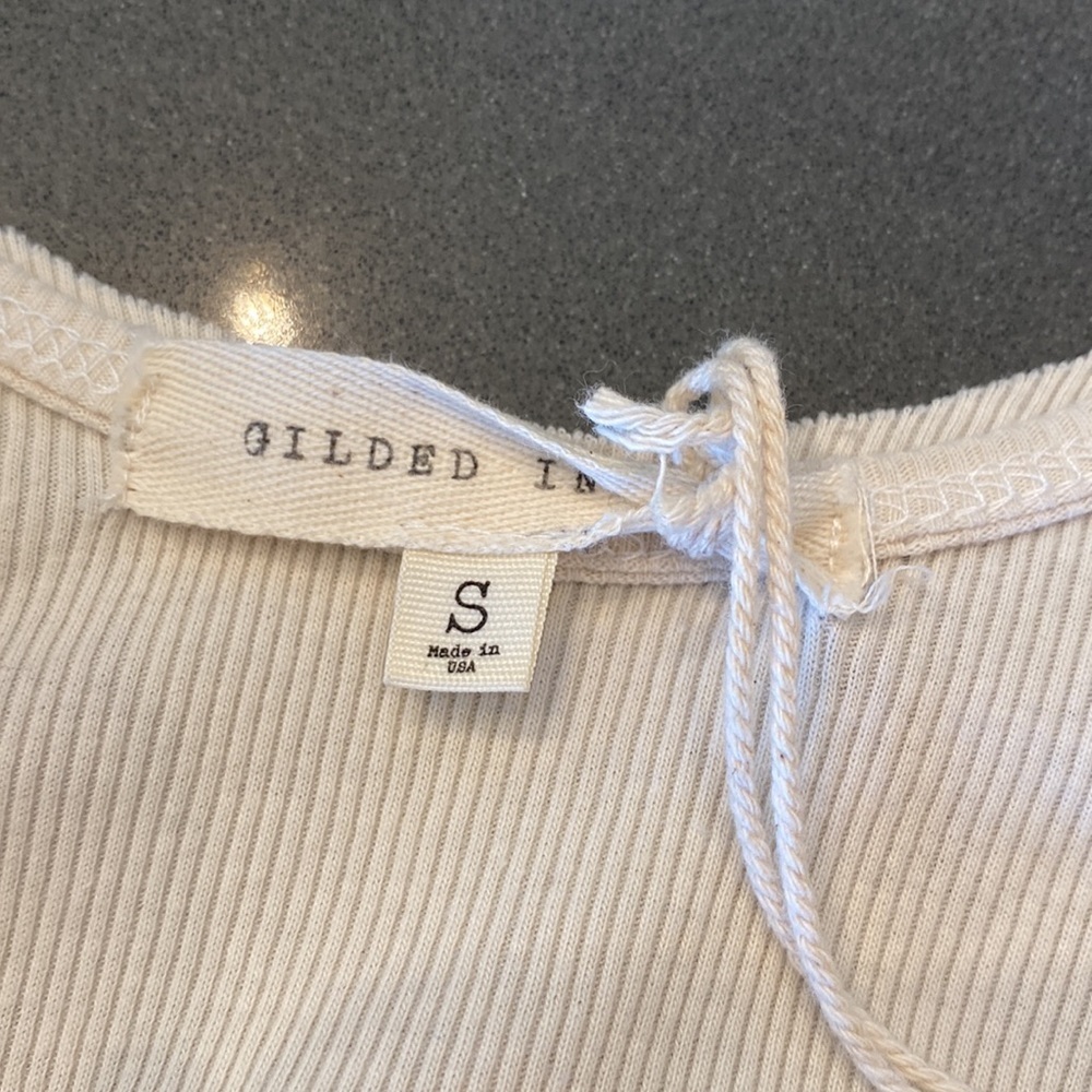 Gilded Intent Cream Ribbed Notch-Neck Tank Top - Picture 8 of 14